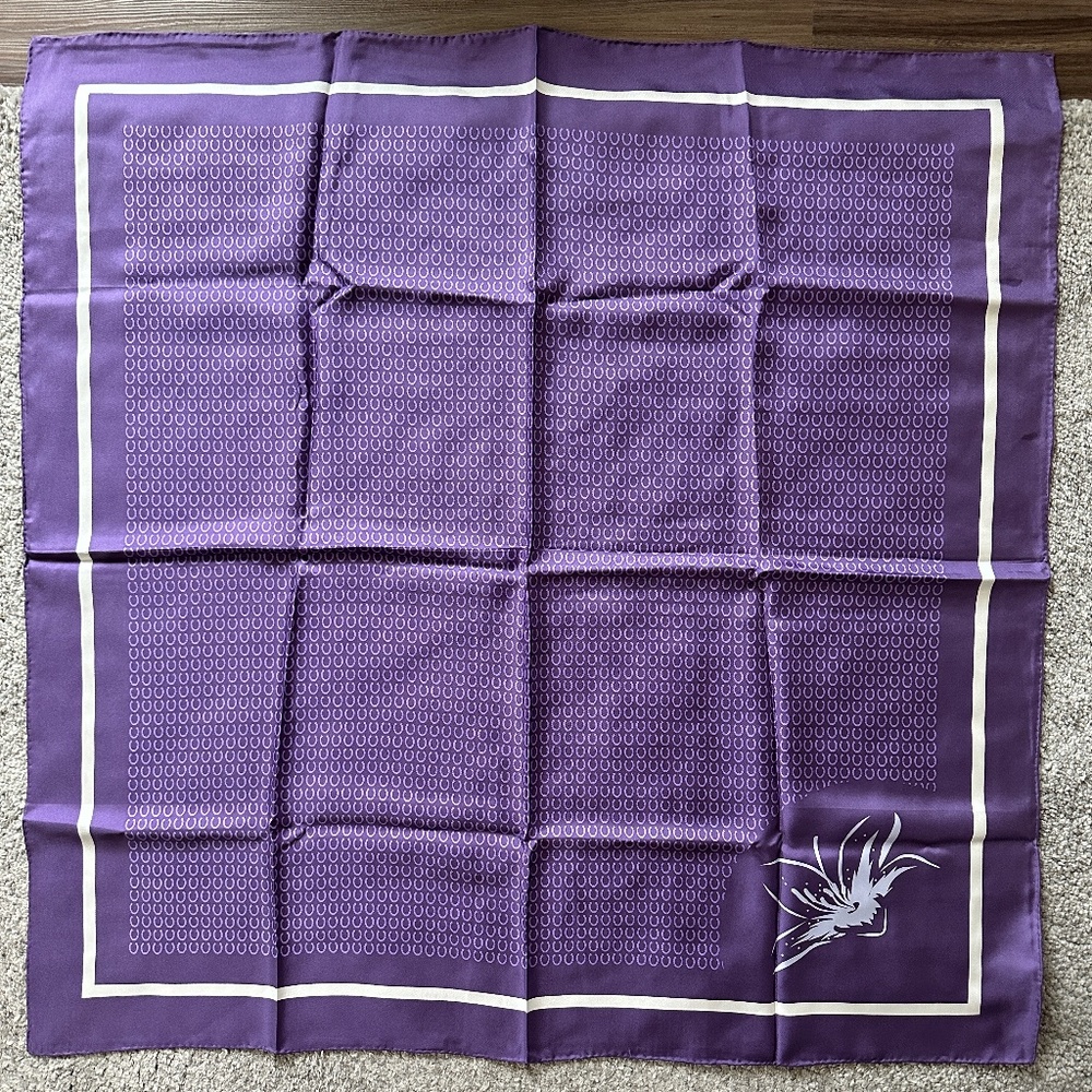 Silk Scarf Hand Rolled Purple  22" x 21.5"